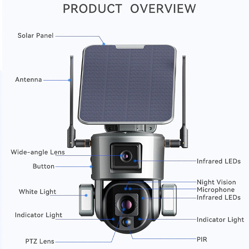 Cámara de Seguridad Solar Inalámbrica con Zoom Sin Necesidad de WiFi ni Alimentación 🔋 Vigilancia inteligente en cualquier condición meteorológic